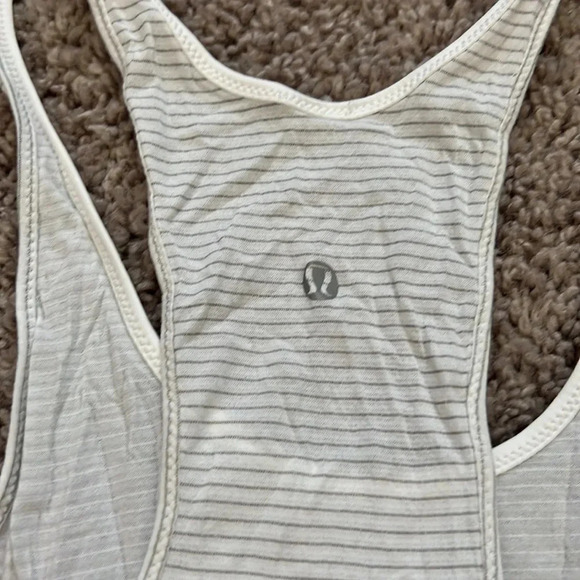Lululemon White Striped Racerback Tank with curved hem - Picture 3 of 4
